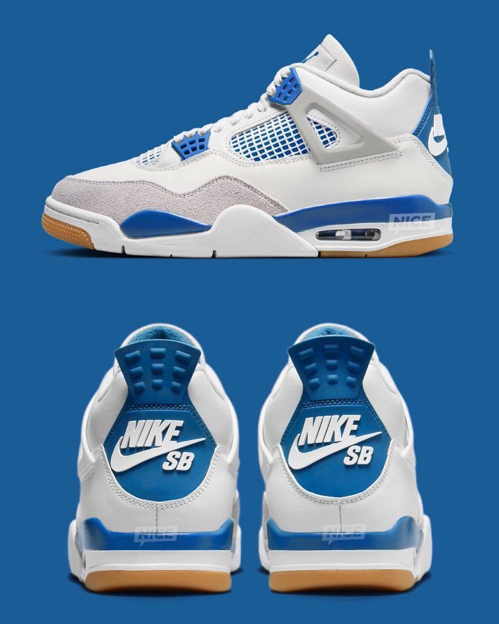 Air Jordans Retro 4 MILITARY BLUE - Image 7