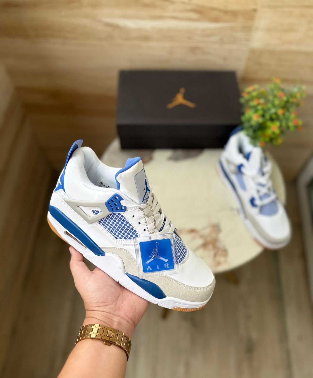 Air Jordans Retro 4 MILITARY BLUE - Image 6