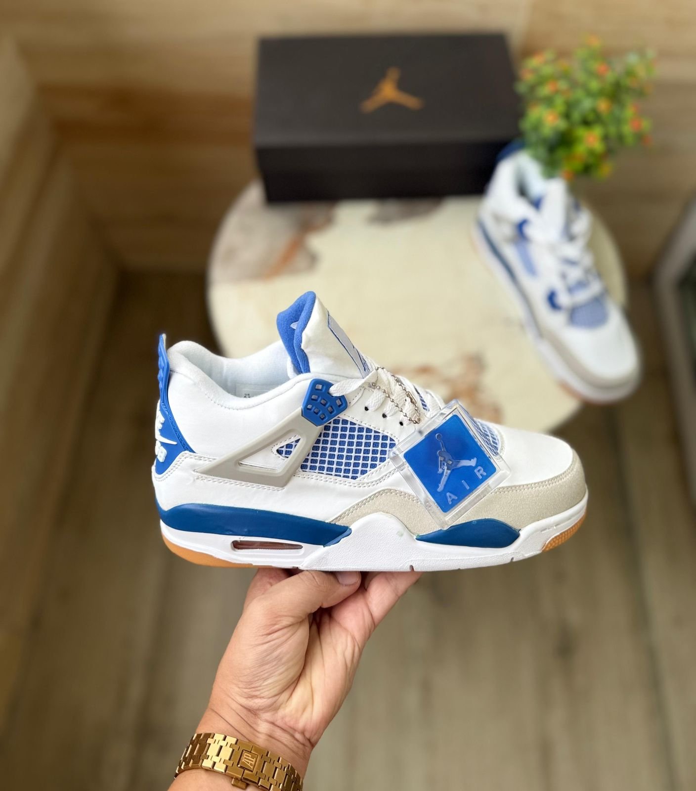 Air Jordans Retro 4 MILITARY BLUE - Image 5