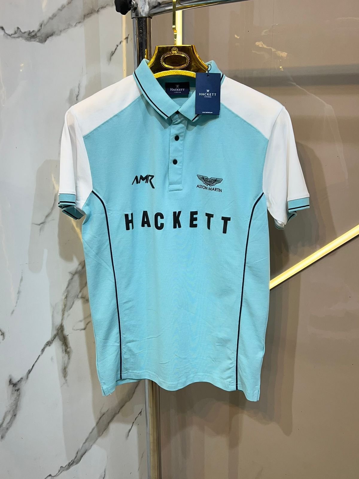 Hacket Aston Martin Black Premium Polo T Shirt