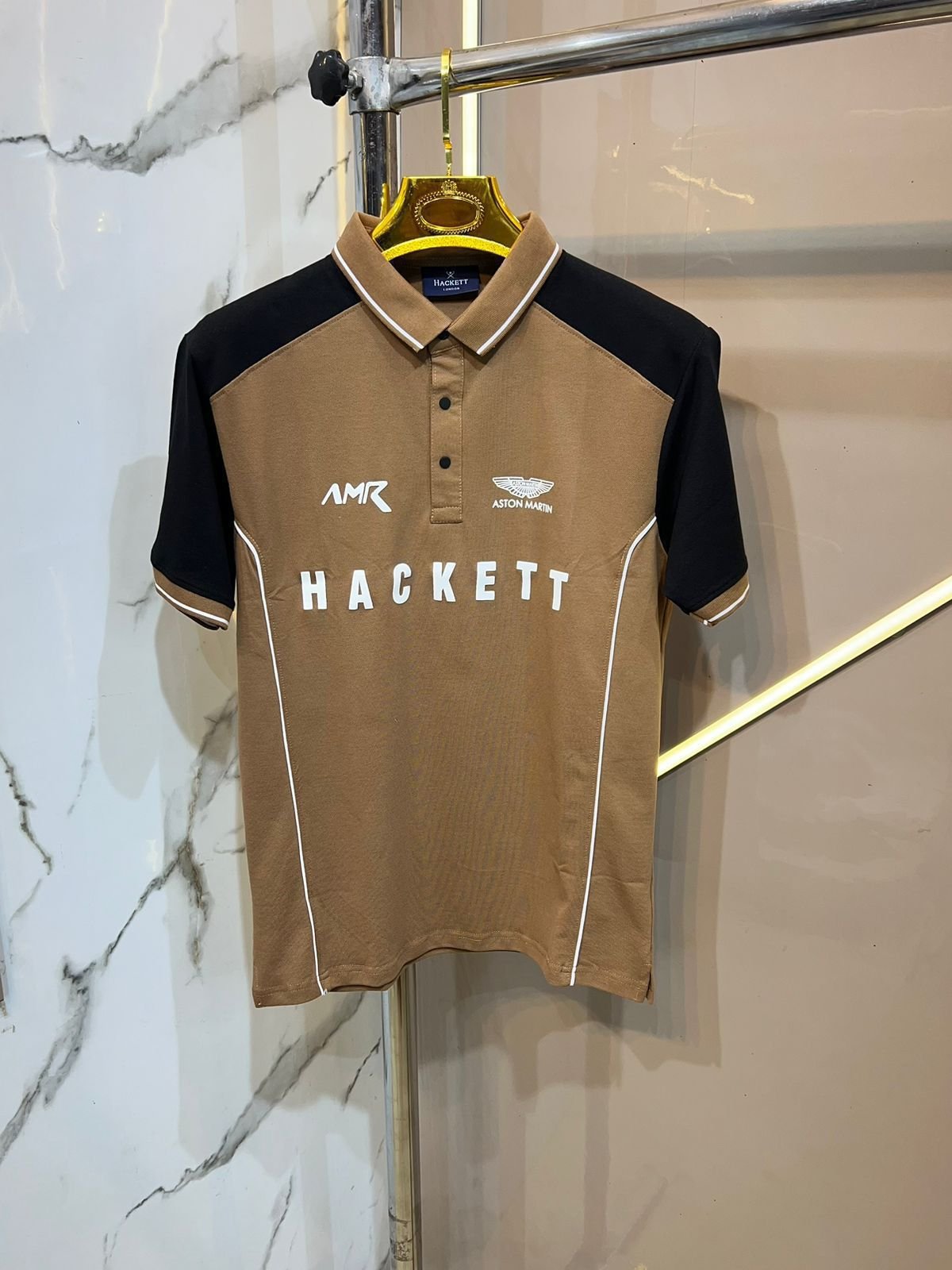 Hacket Aston Martin Black Premium Polo T Shirt - Image 5