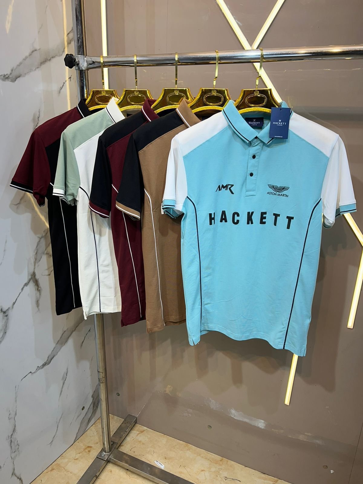 Hacket Aston Martin Black Premium Polo T Shirt - Image 4